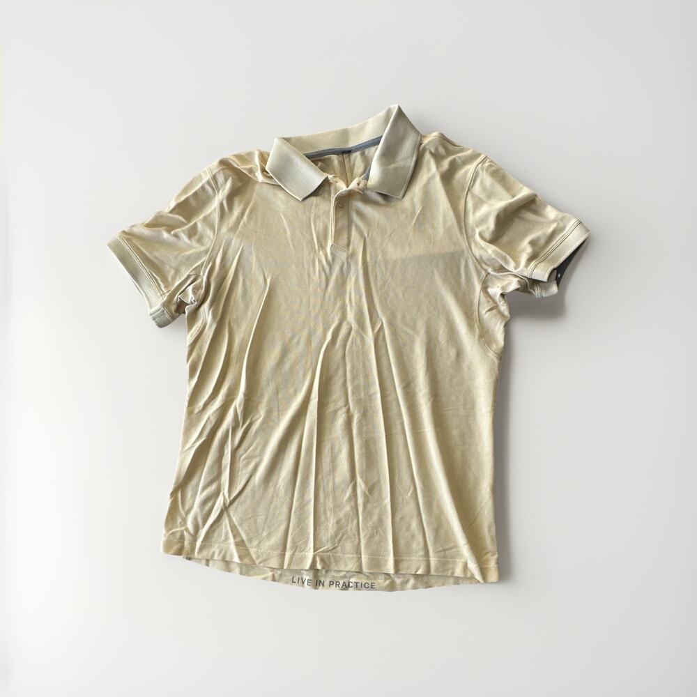 Lululemon Mens Large Polo Shirt Yellow Performance Golf Athletic Stretch